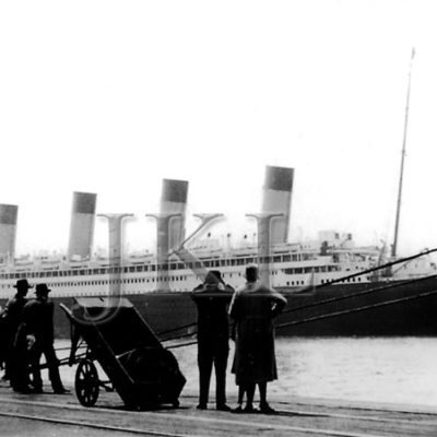 Departing Ocean Dock, late in Olympic's career. (J. Kent Layton Collection)