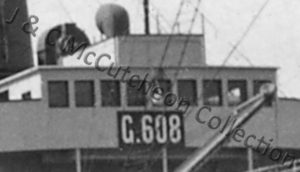 This photograph shows the Britannic's Transport ID Number to be G608, not G618 as originally thought. The photo was taken in early 1916, during the liner's first stint in that guise. - J. & C McCutcheon Collection.