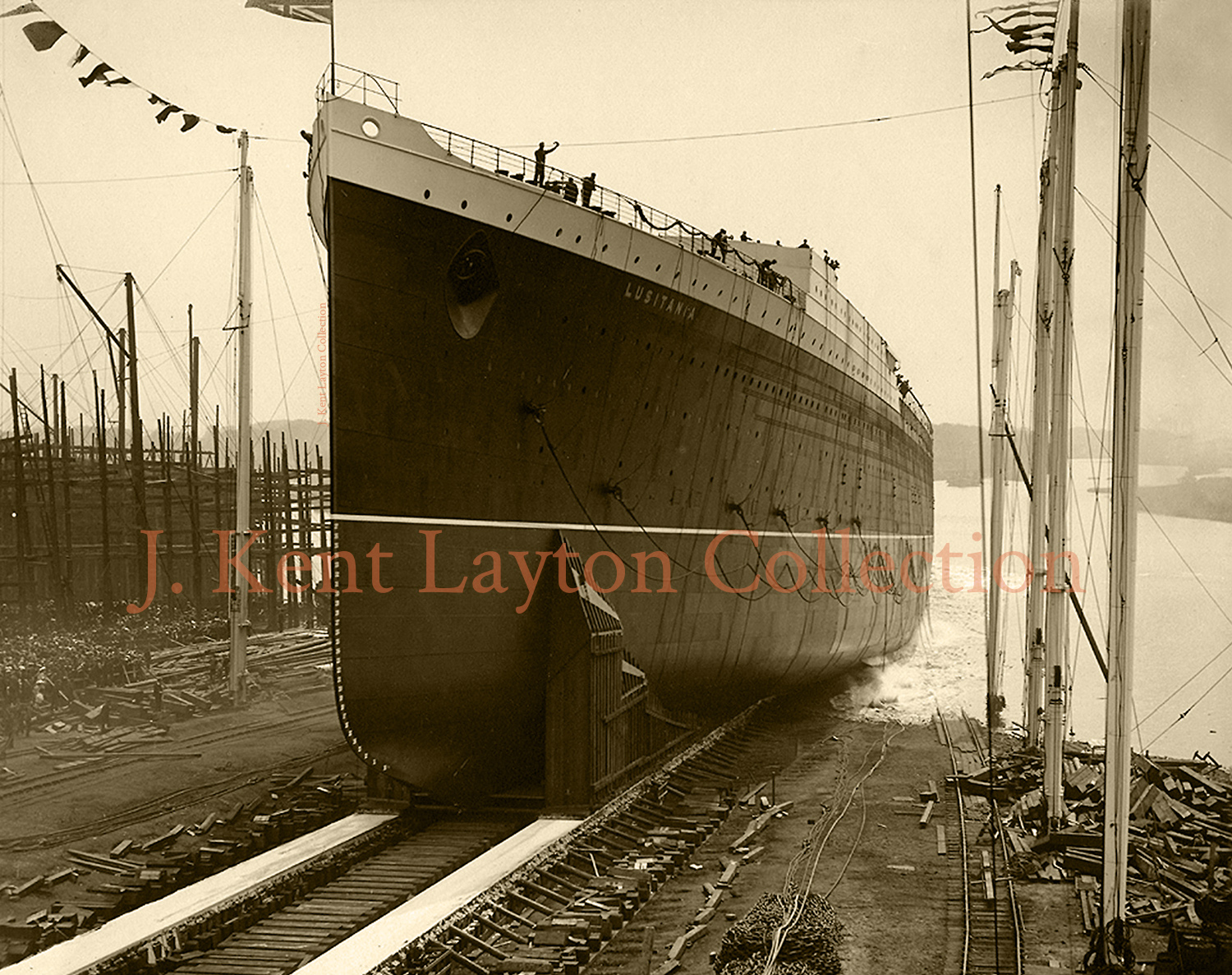 June 7, 1906: The Lusitania is launched. (J. Kent Layton Collection)