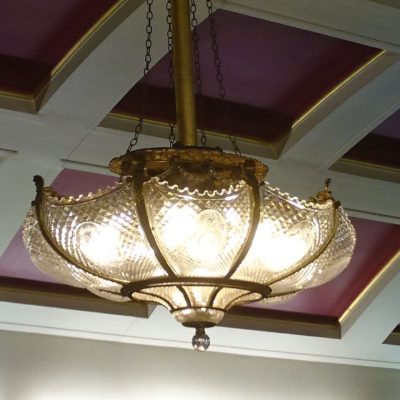 In addition to the large, central electrolier, four oval and eight circular lights of a similar style were spread around the Lounge. This is one of the oval ones. (Pavel Chlupac)